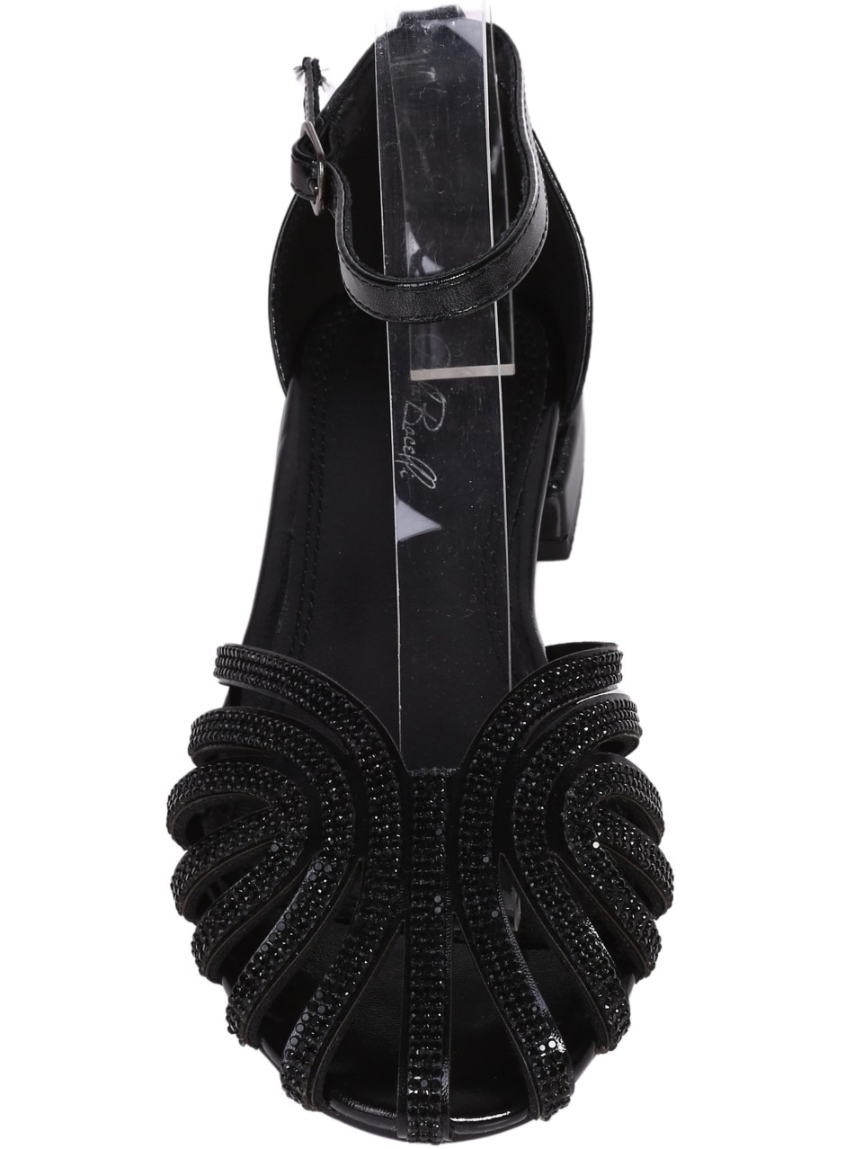Елегантни дамски сандали в черно с декоративни камъни 4M-24208 black