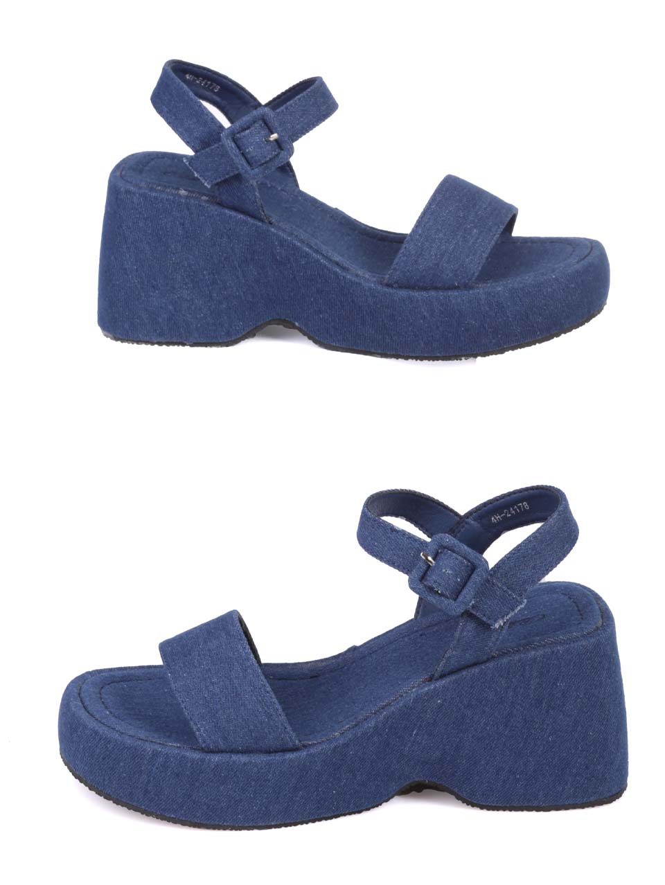 Ежеднeвни дамски сандали на платформа в синьо 4H-24178 dk.blue