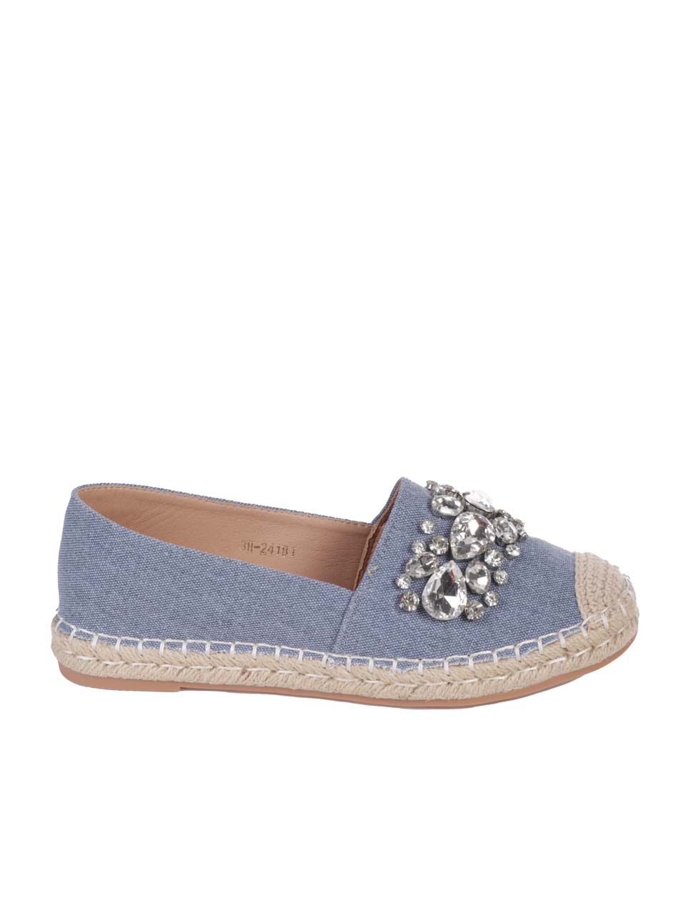 Ежедневни дамски обувки с декоратични камъни в синьо 3H-24181 lt.blue