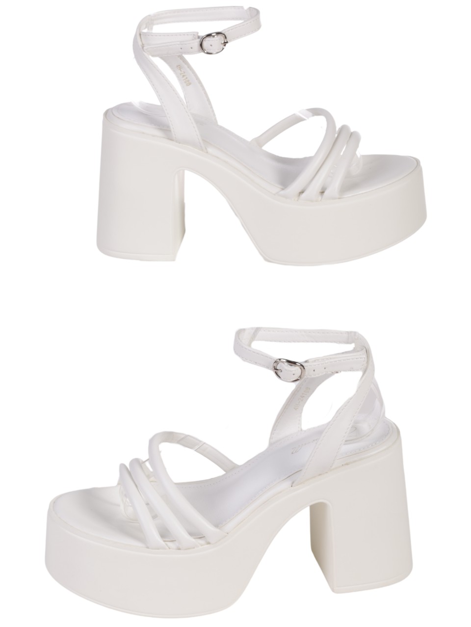 Ежедневни дамски сандали на ток в бяло 4H-24186 white