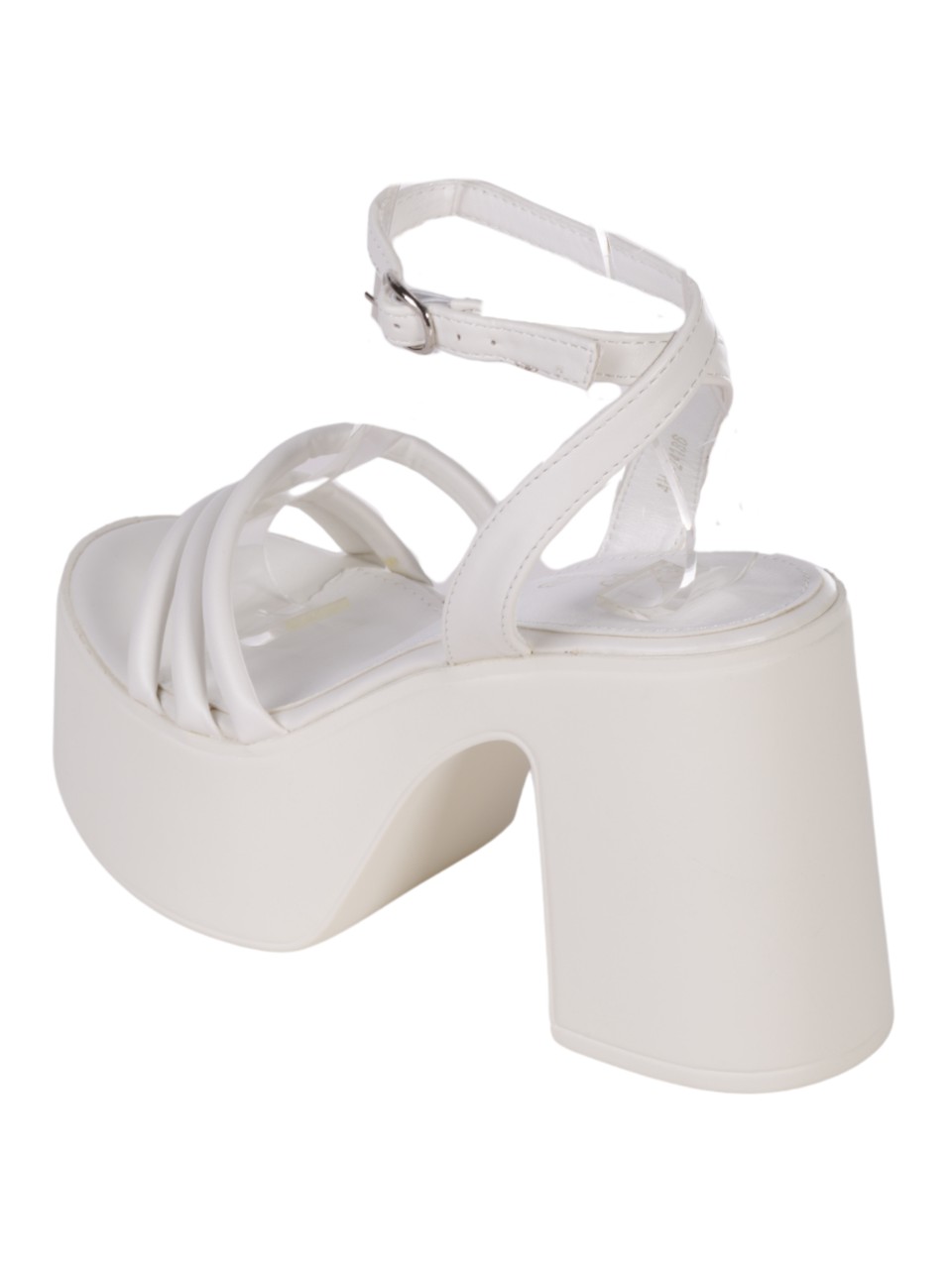 Ежедневни дамски сандали на ток в бяло 4H-24186 white