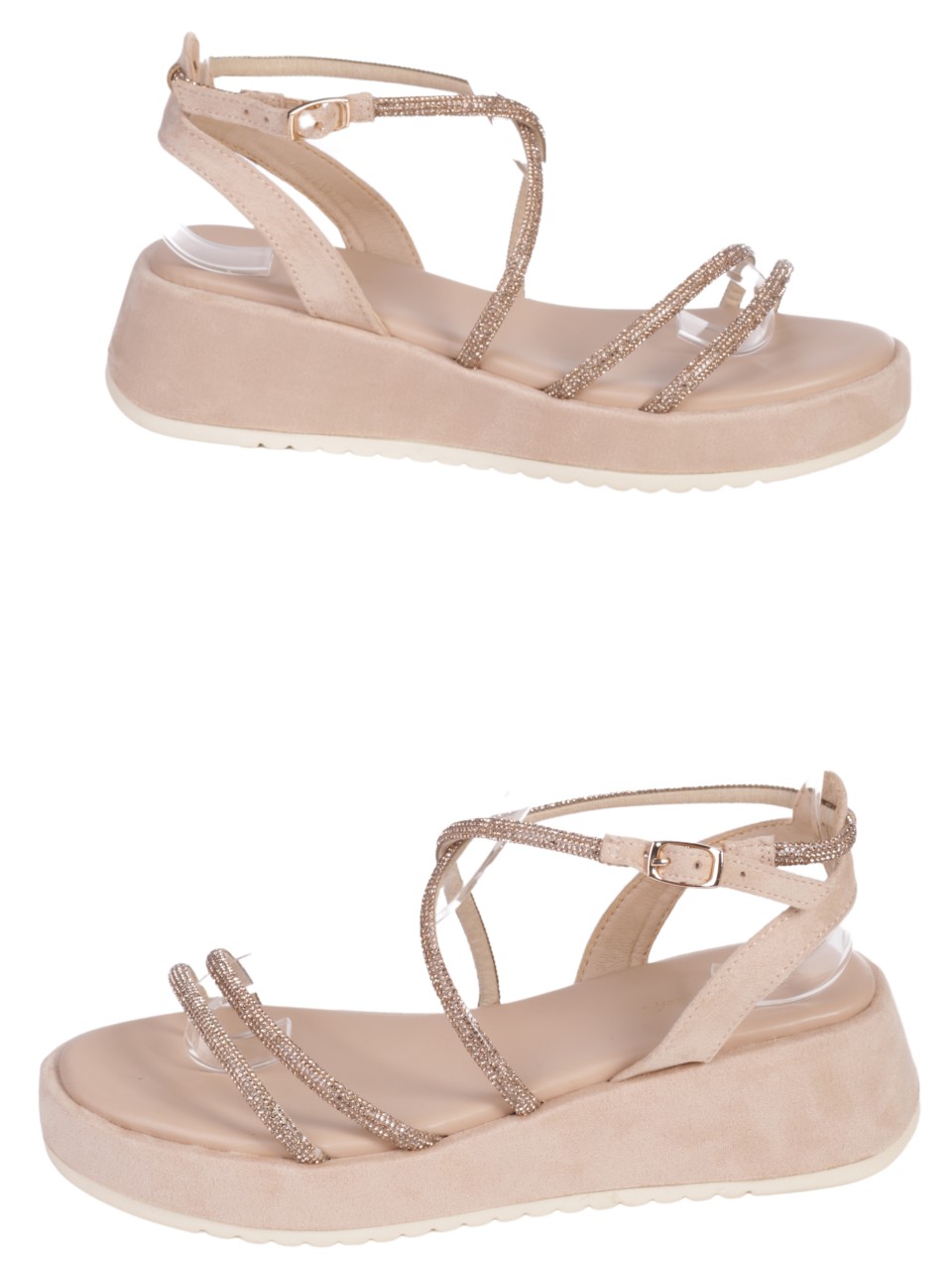Ежедневни дамски сандали на платформа в бежово 4H-24197 beige