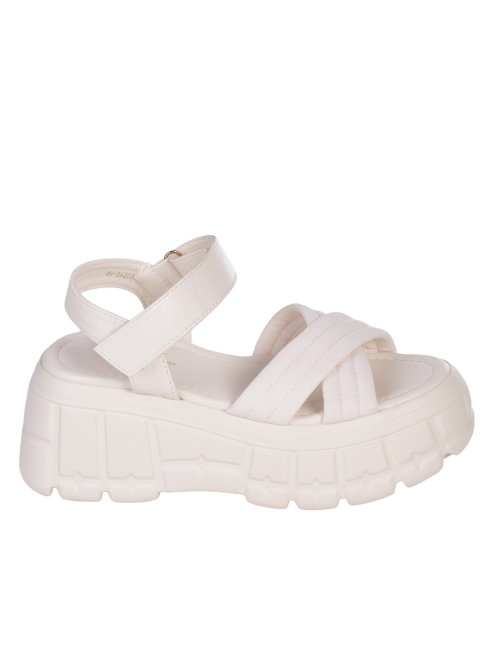 Ежедневни дамски сандали на платформа в бяло 4H-24203 off white