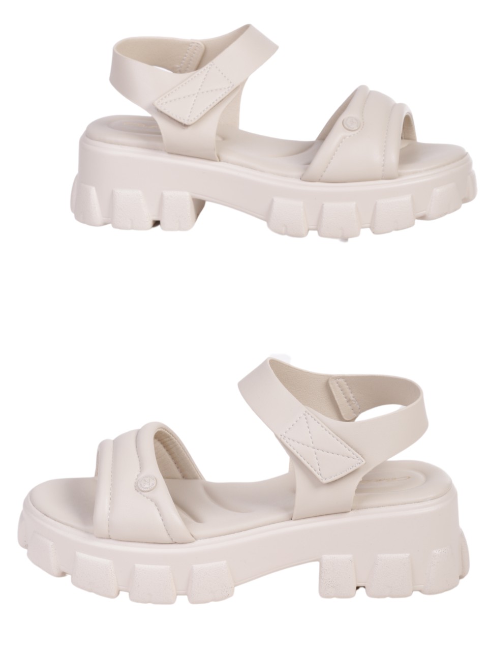 Ежедневни дамски сандали на платформа в бежово 4H-24314 dk.beige