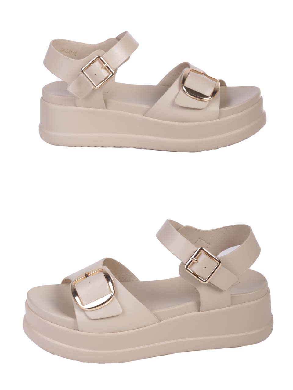 Ежедневни дамски сандали на платформа в бежово 4H-24318 beige