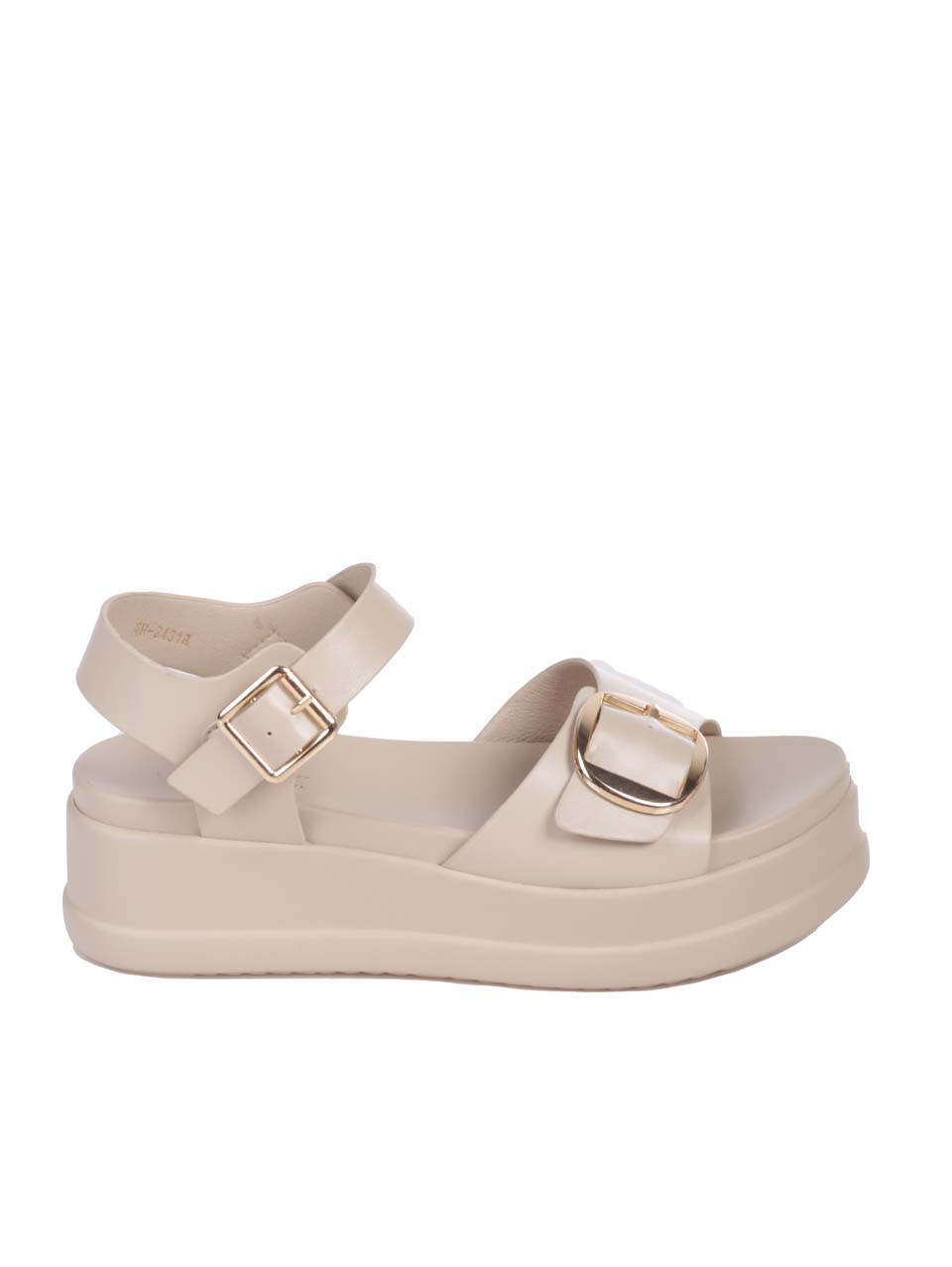 Ежедневни дамски сандали на платформа в бежово 4H-24318 beige