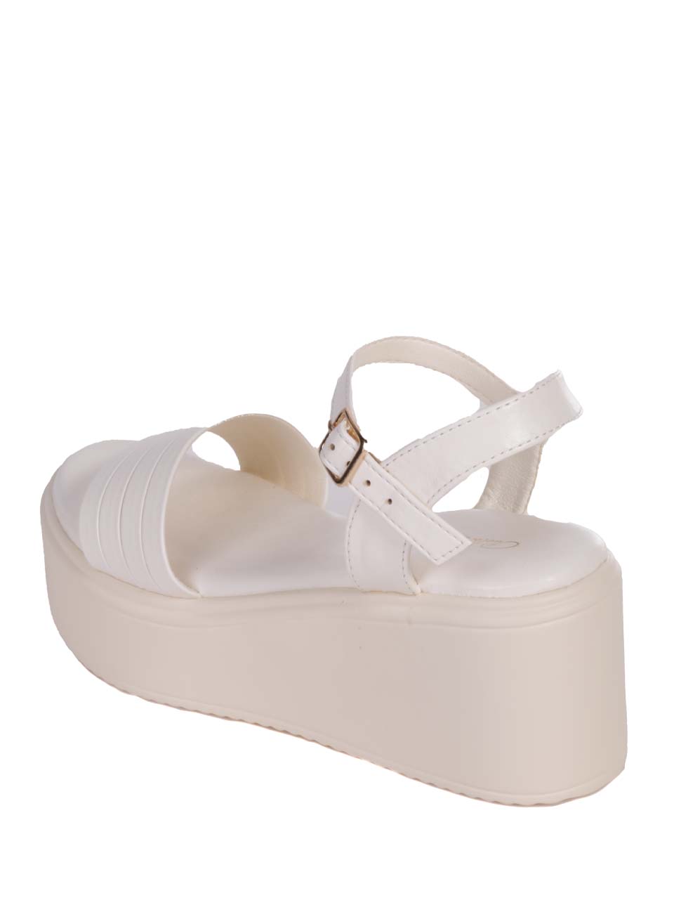 Ежедневни дамски сандали на платформа в бяло 4H-24320 off white