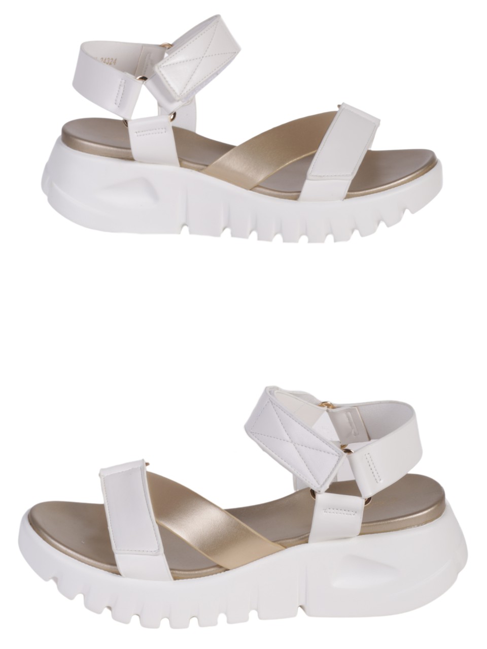 Ежедневни дамски сандали на платформа в бял/златист цвят 4H-24324 white/gold