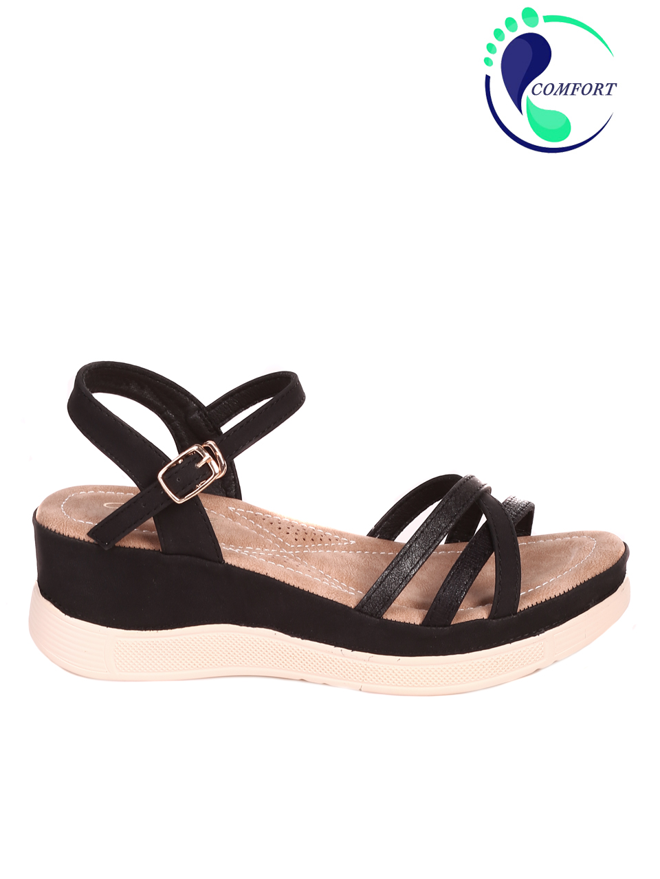 Ежедневни дамски сандали на платформа в черно 4H-24311 black  (23114)