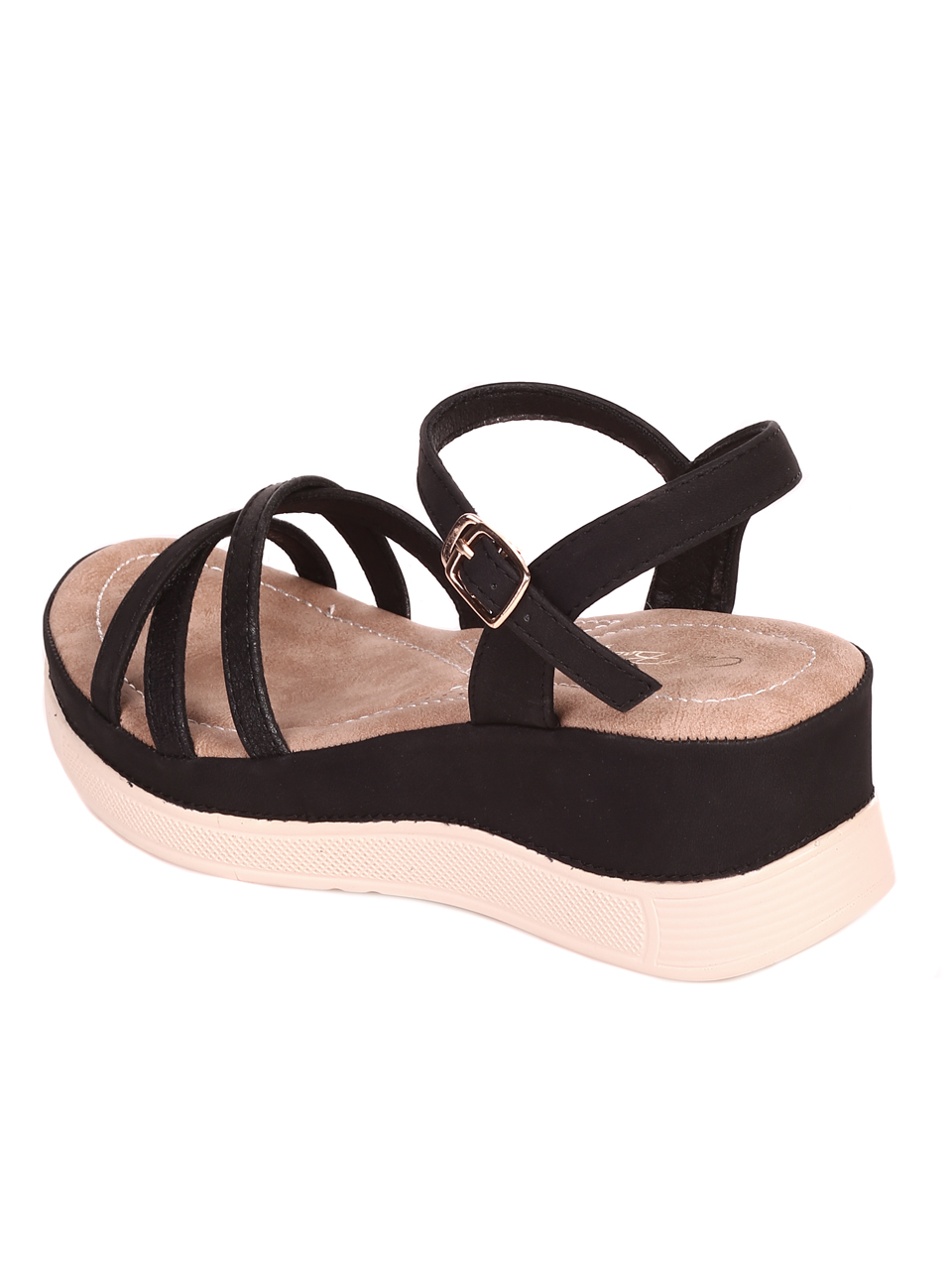 Ежедневни дамски сандали на платформа в черно 4H-24311 black  (23114)