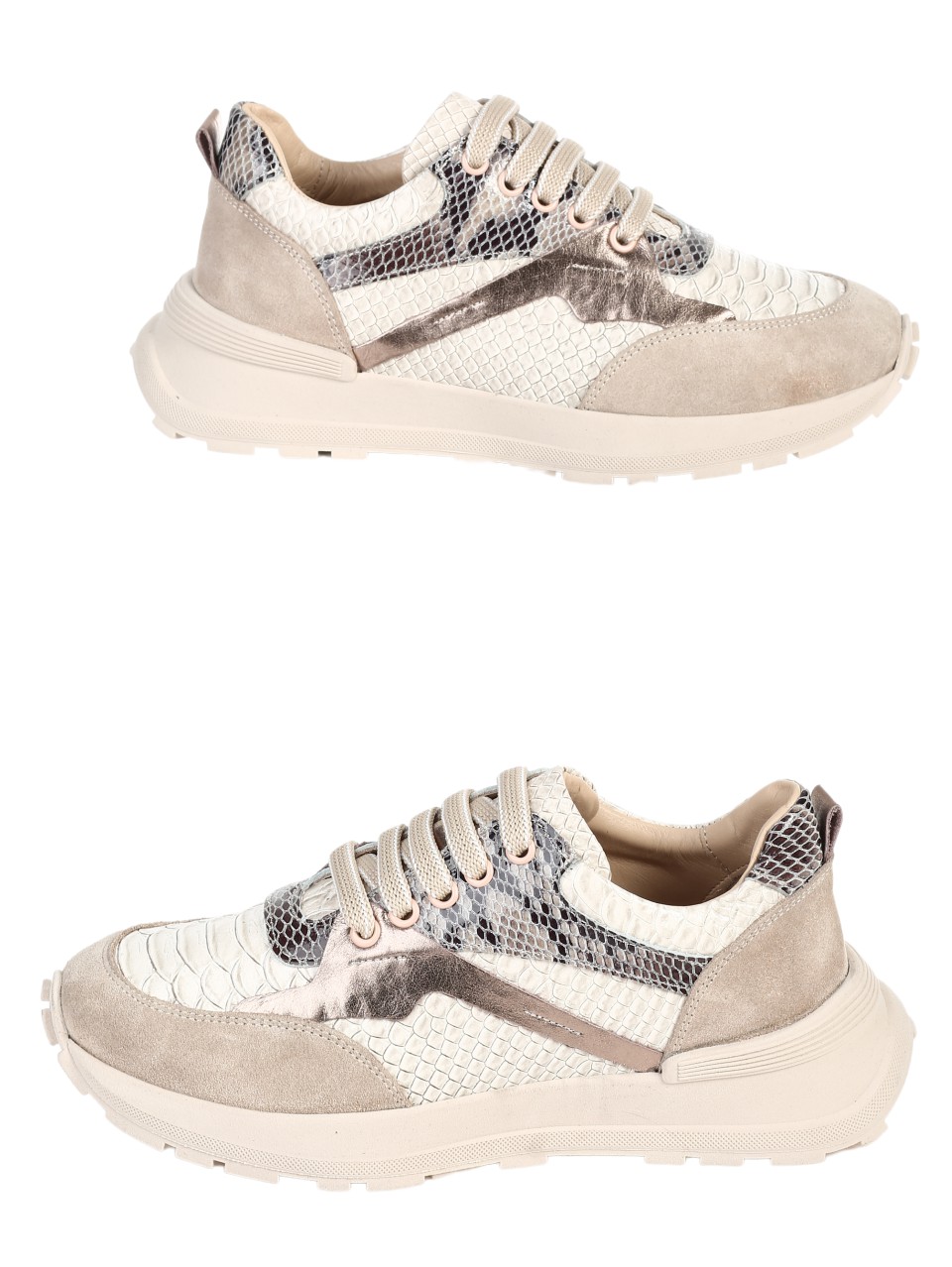 Ежедневни дамски обувки от естествена кожа в бежов цвят 3AT-24731 beige