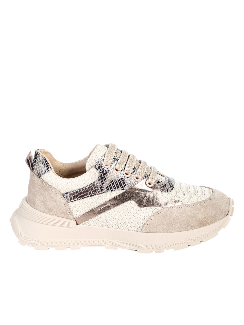 Ежедневни дамски обувки от естествена кожа в бежов цвят 3AT-24731 beige