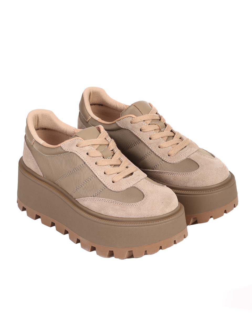 Ежедневни дамски обувки от велур в бежово 3AF-24509 beige