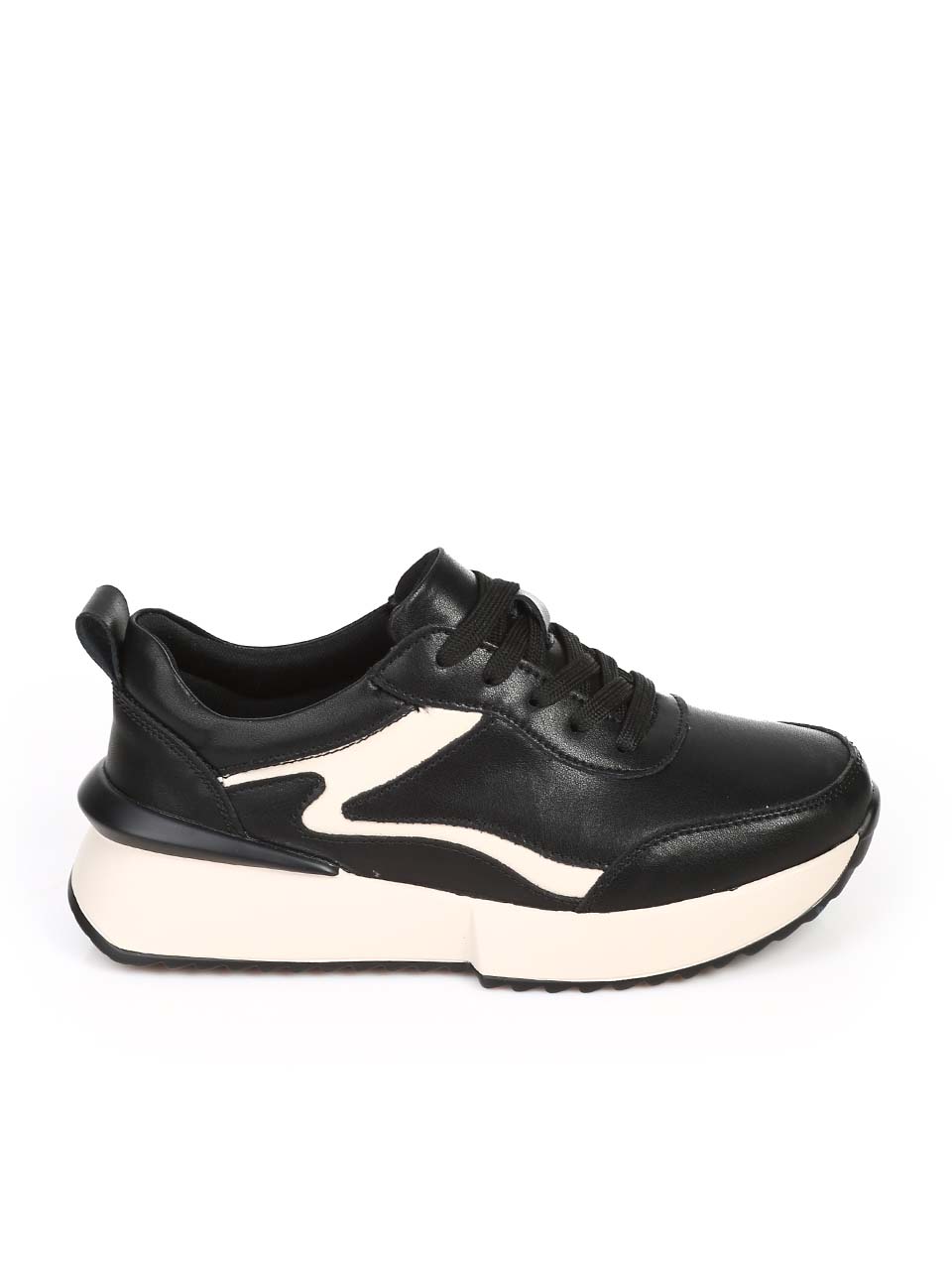 Ежедневни дамски обувки от естествена кожа в черно/бежово 3AF-24503 black/beige