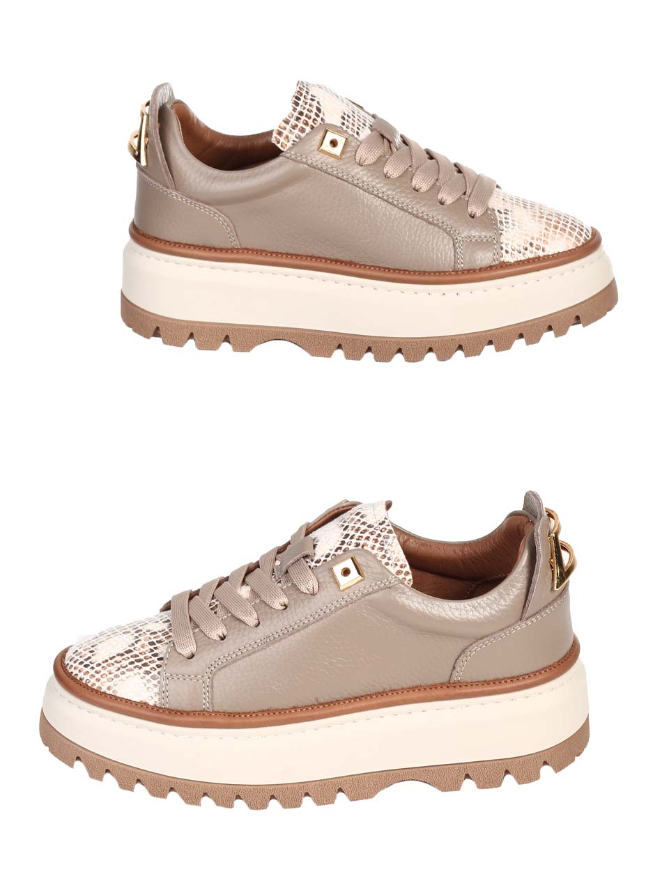 Ежедневни дамски обувки от естествена кожа в бежово 3AT-24740 beige