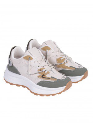 Ежедневни дамски комфортни обувки в бежово/зелено 3U-24523 beige/green (23569)