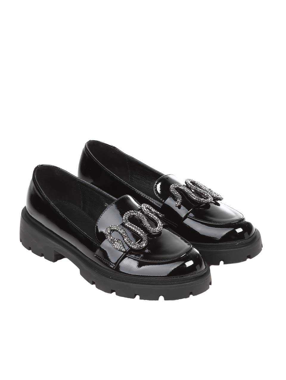 Ежедневни дамски лачени обувки в черно 3M-24628 black