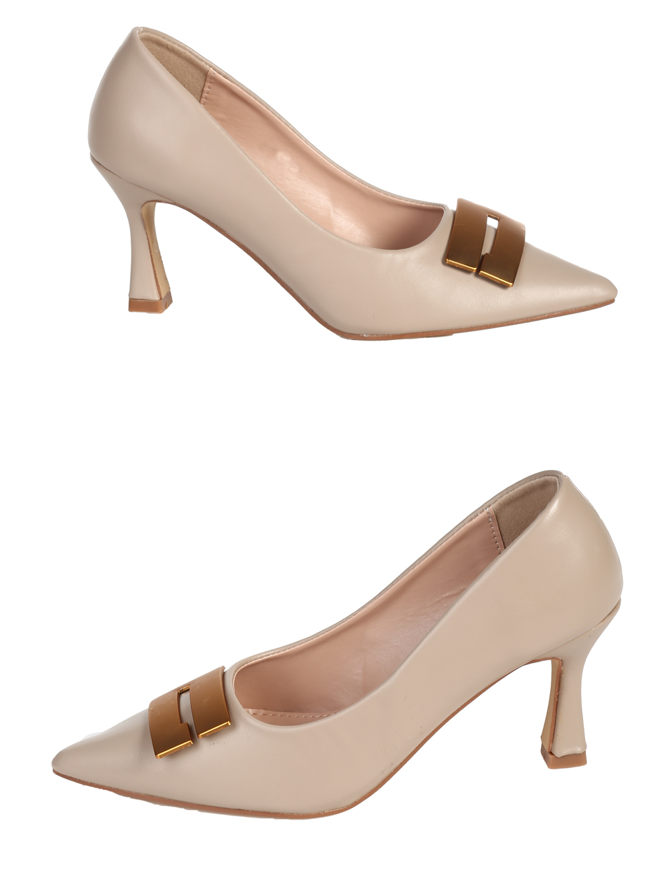 Елегантни дамски обувки в бежово 3M-24660 beige