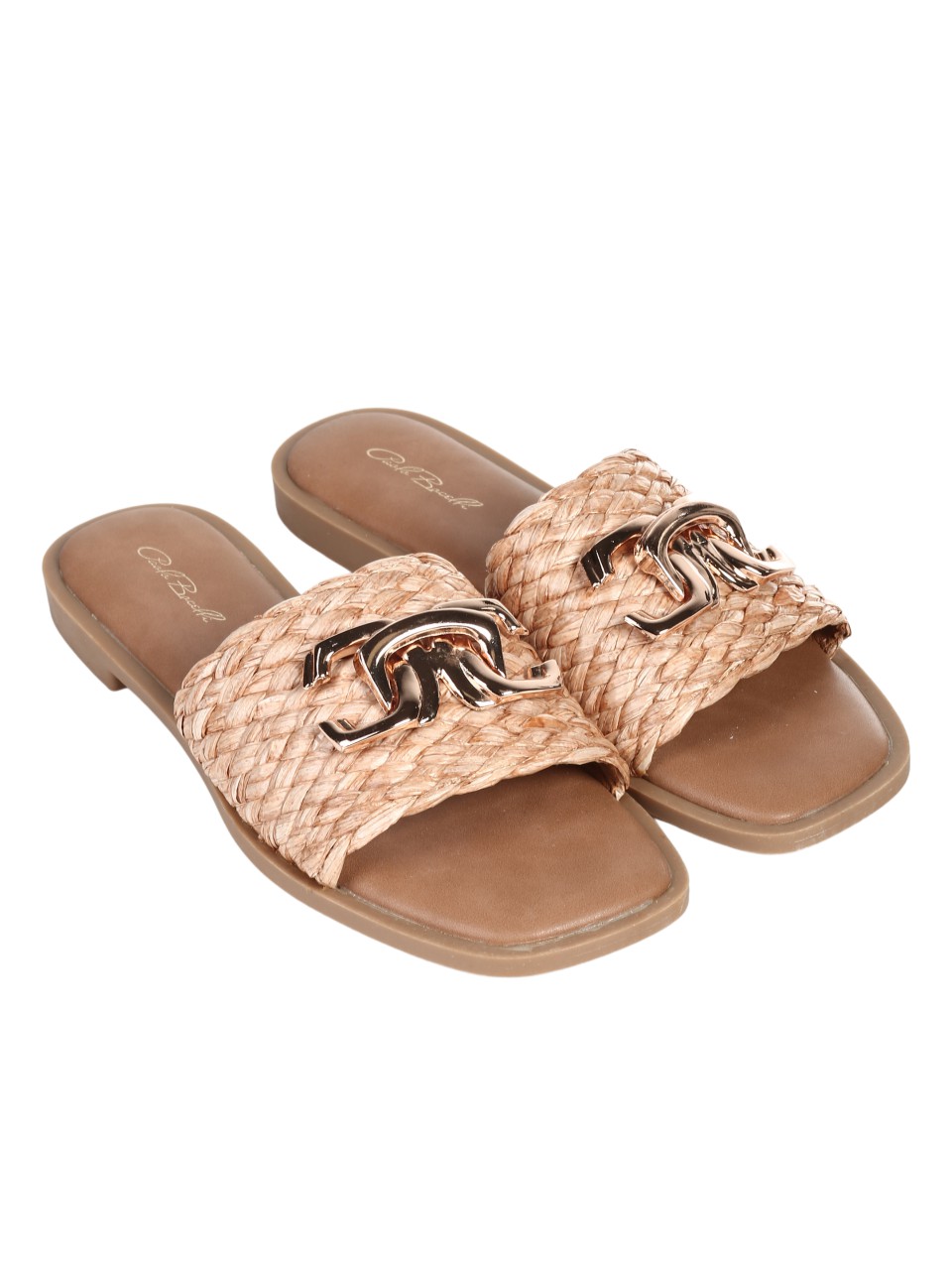 Ежедневни дамски чехли в цвят камел 5H-24179 camel