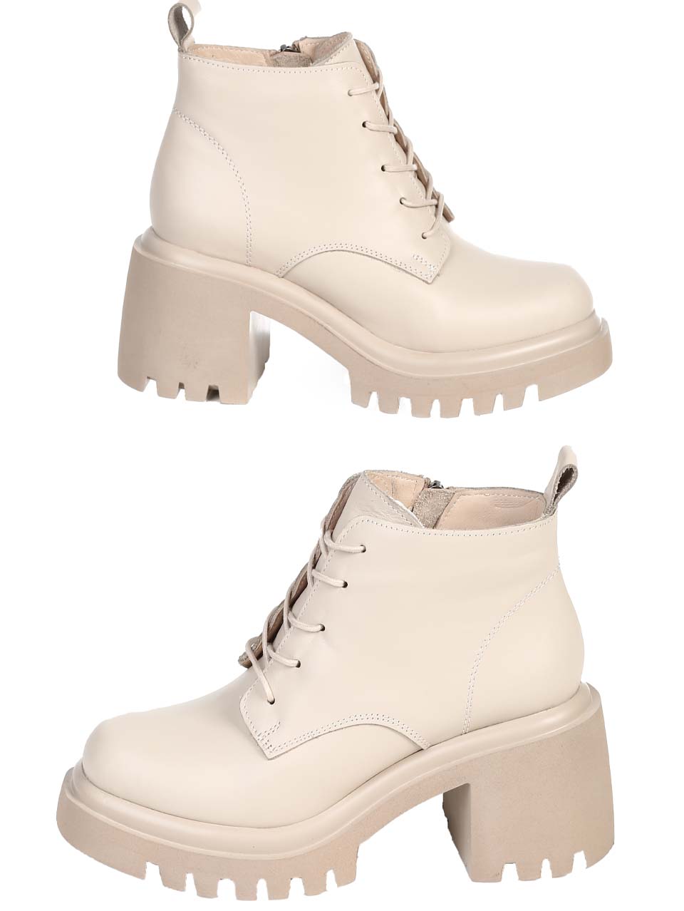 Ежедневни дамски боти от естествена кожа в бежово 2AT-24810 beige