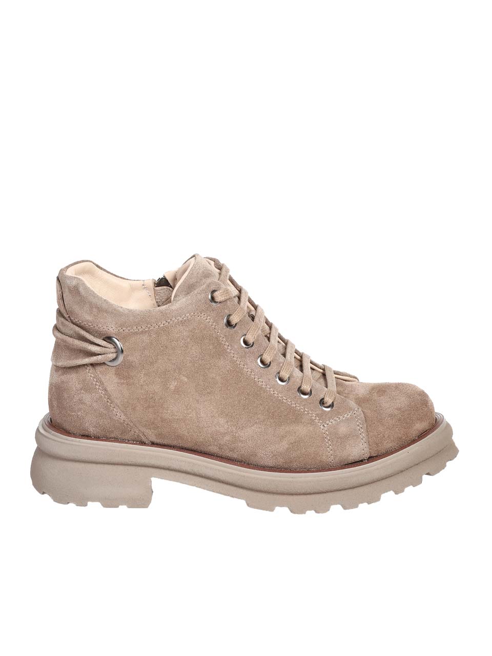 Ежедневни дамски боти от естествен велур в бежово 2AT-24811 beige