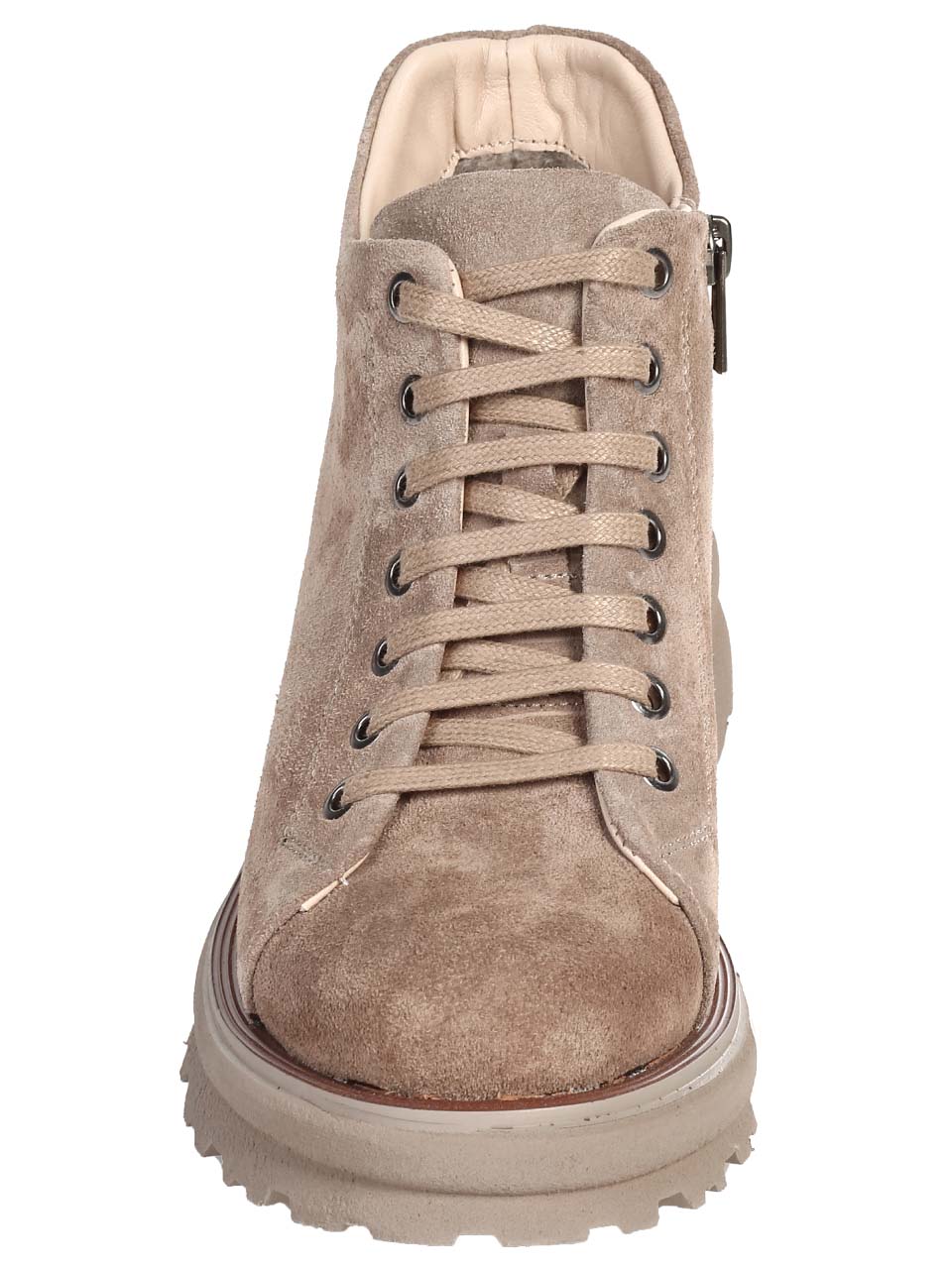 Ежедневни дамски боти от естествен велур в бежово 2AT-24811 beige