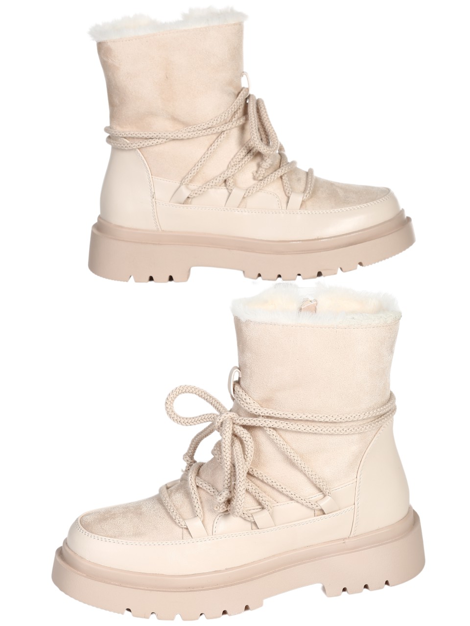 Ежедневни дамски боти в бежово 2R-24559 beige