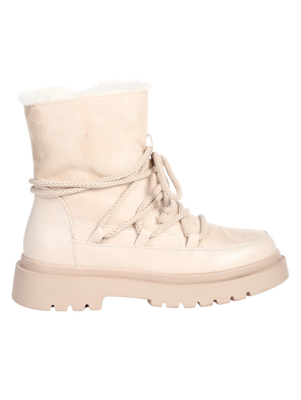 Ежедневни дамски боти в бежово 2R-24559 beige