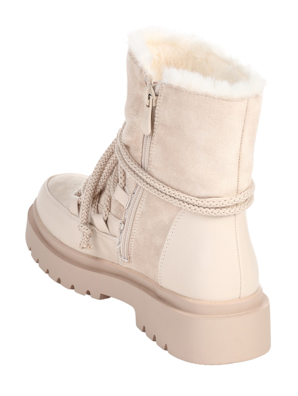 Ежедневни дамски боти в бежово 2R-24559 beige