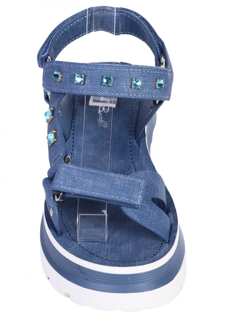 Ежедневни дамски сандали на платформа в цвят деним 4F-24231 denim
