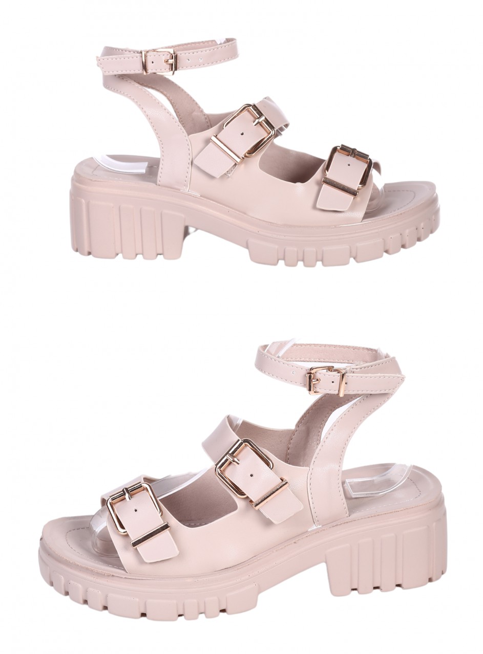 Ежедневни дамски сандали на платформа в бежово 4F-24233 beige