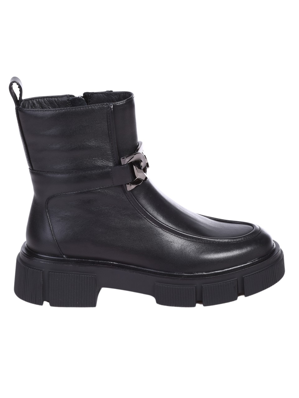 Ежедневни дамски боти от естествена кожа в черно 2AB-24706 black