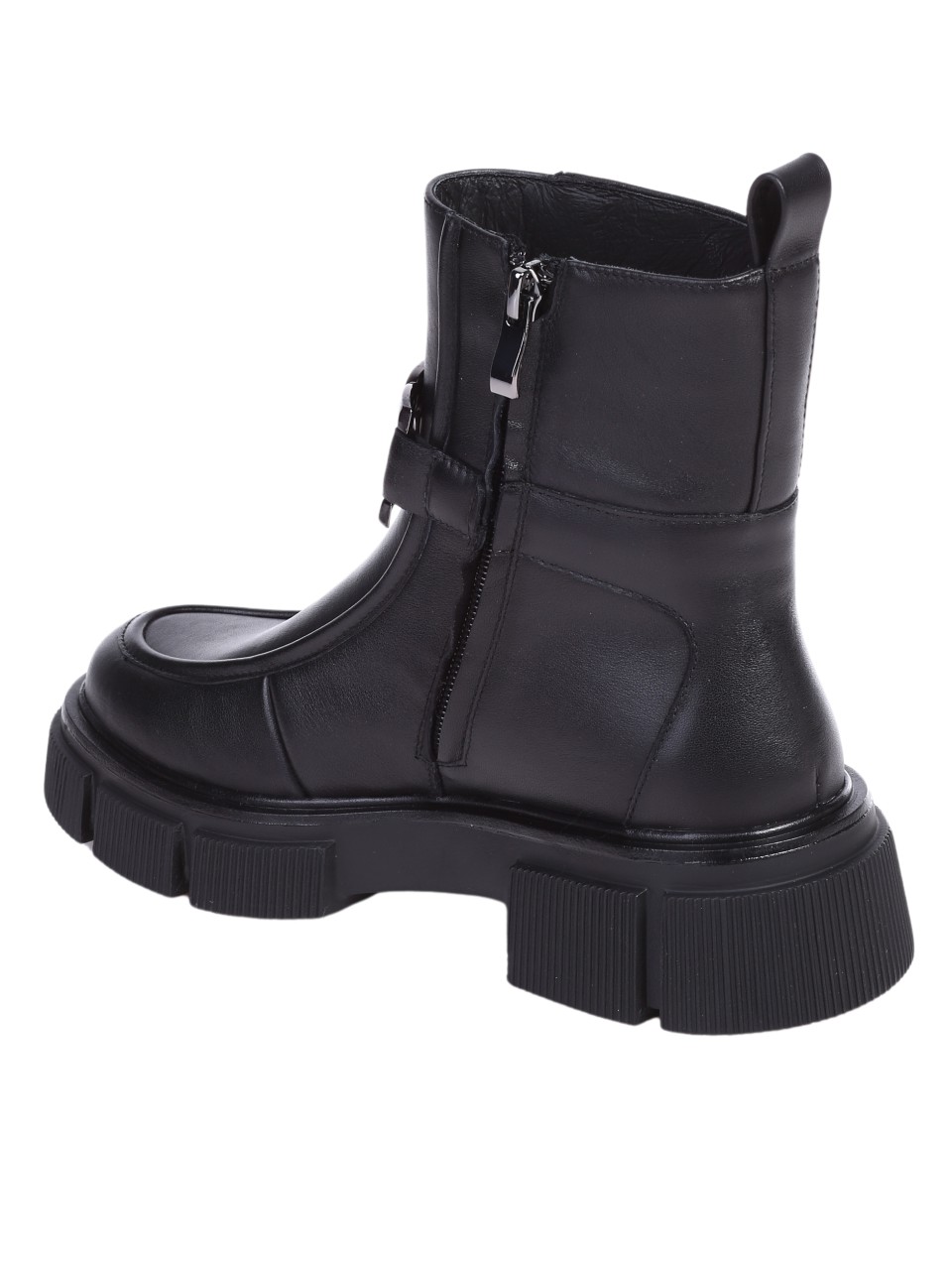 Ежедневни дамски боти от естествена кожа в черно 2AB-24706 black