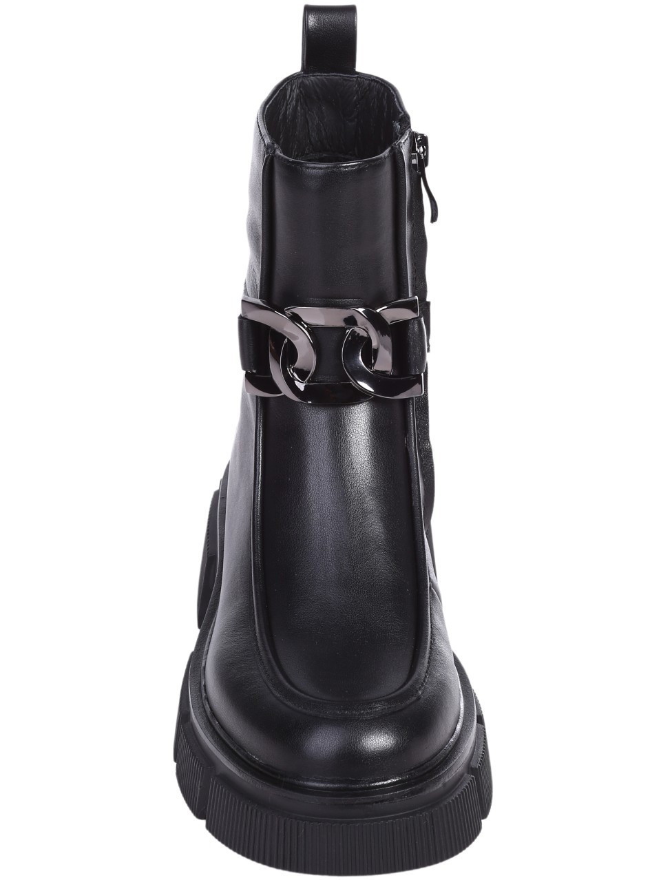 Ежедневни дамски боти от естествена кожа в черно 2AB-24706 black