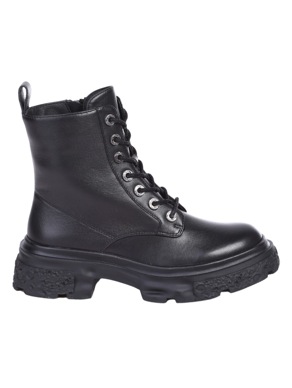 Ежедневни дамски боти от естествена кожа в черно 2AB-24707 black