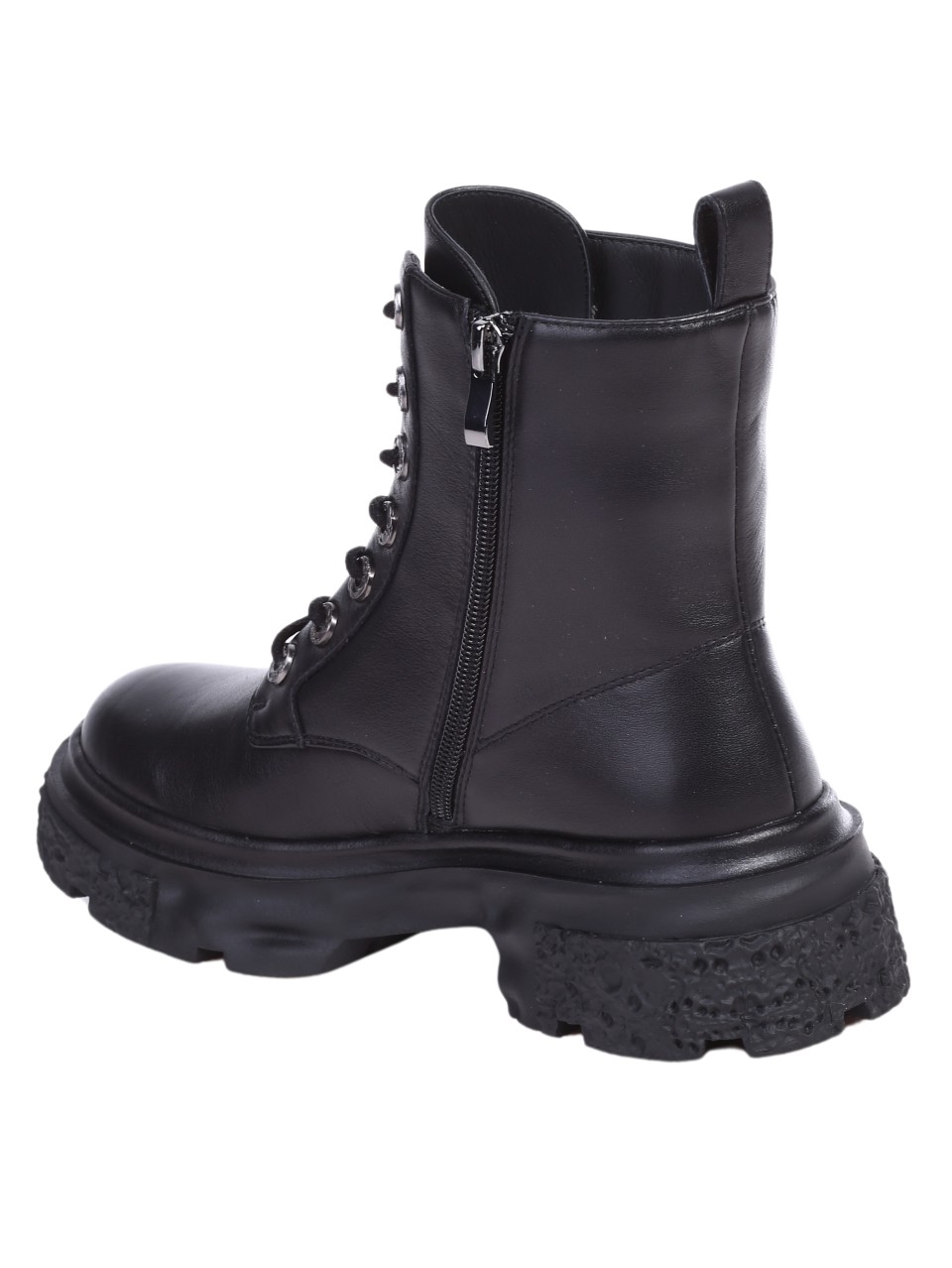 Ежедневни дамски боти от естествена кожа в черно 2AB-24707 black