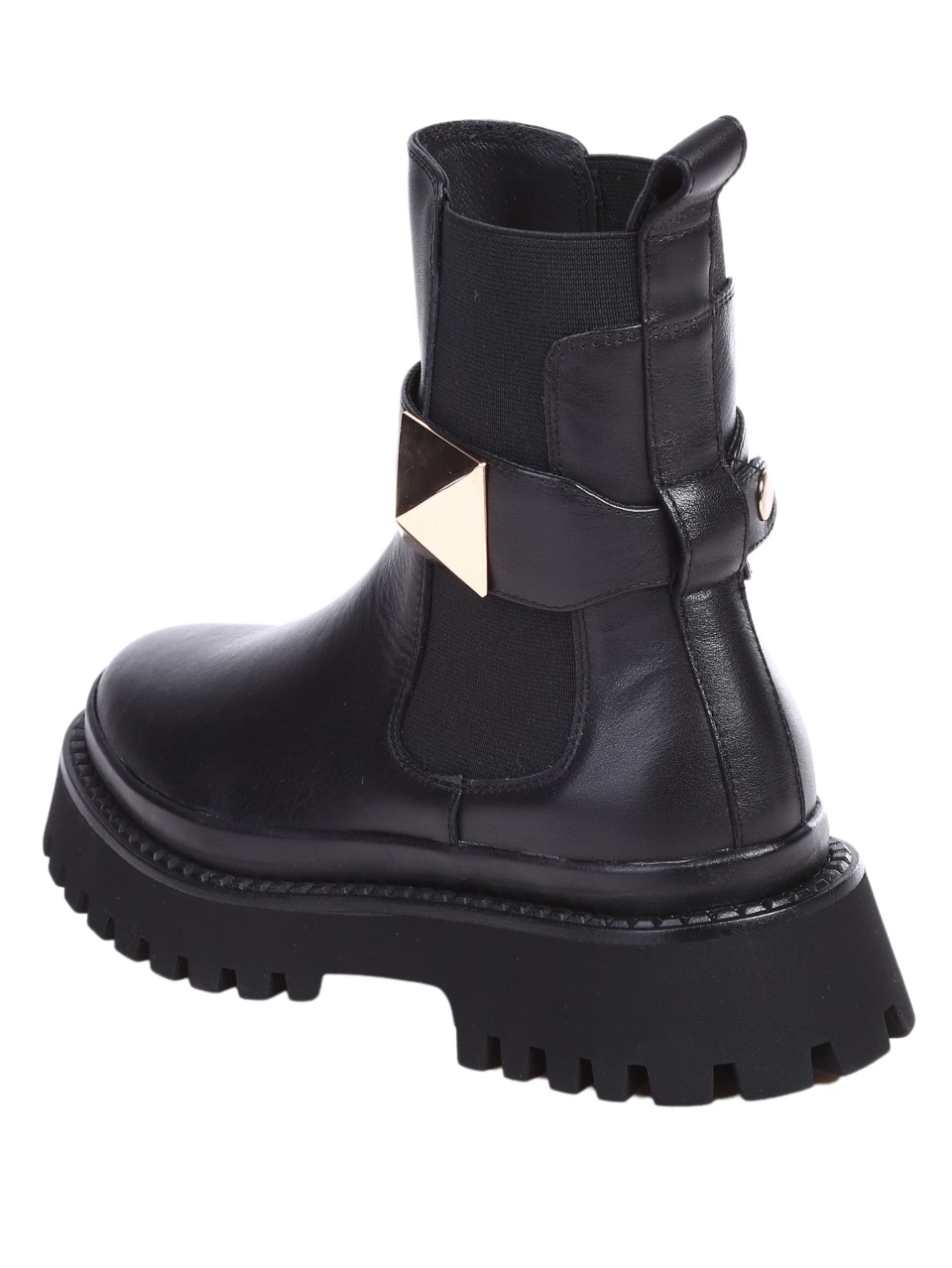 Ежедневни дамски боти от естествена кожа в черно 2AB-24708 black