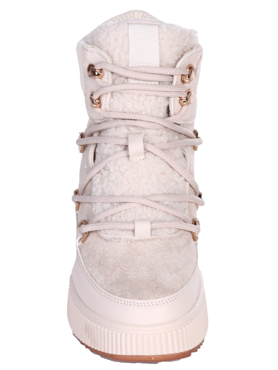 Ежедневни дамски боти от текстил в бежово 2U-24694 lt.beige