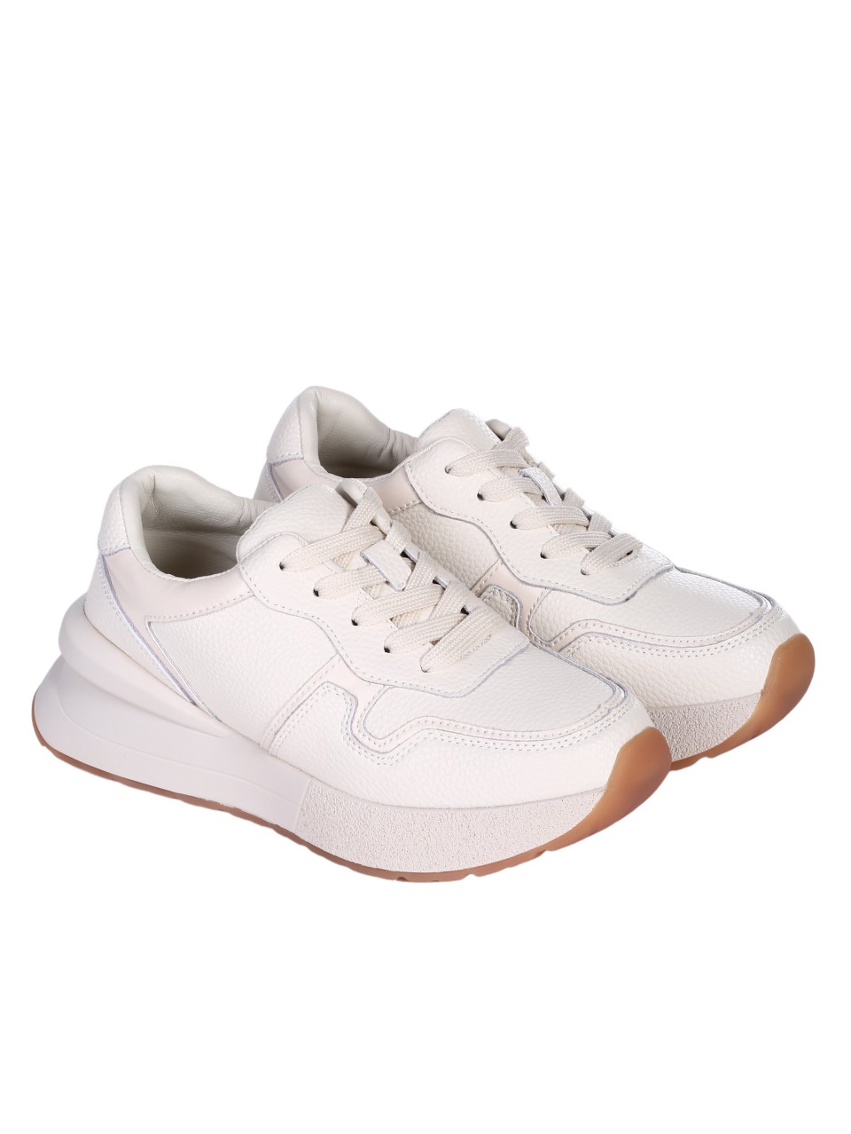 Ежедневни дамски обувки от естествена кожа в бежово 3AF-24584 beige