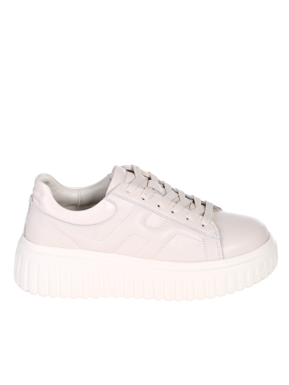 Ежедневни дамски обувки от естествена кожа в бежово 3AF-24586 beige