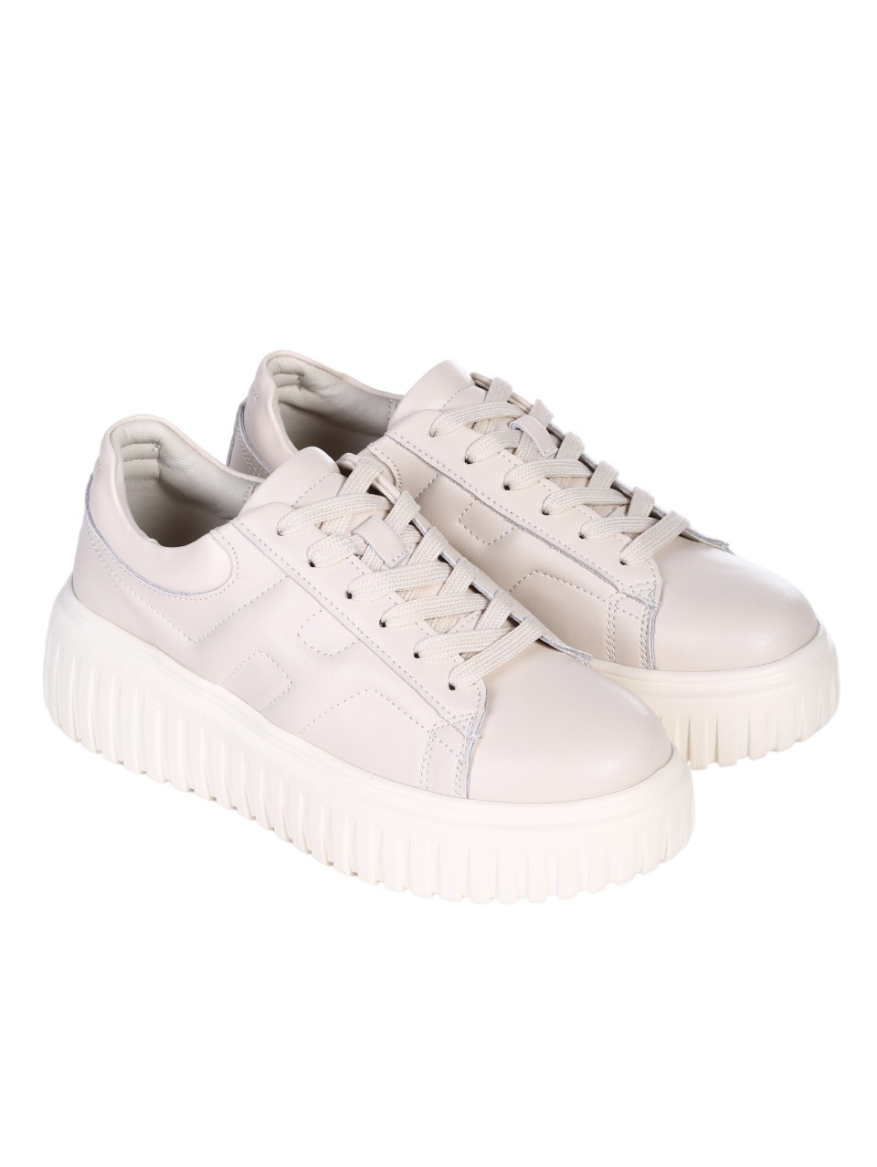 Ежедневни дамски обувки от естествена кожа в бежово 3AF-24586 beige