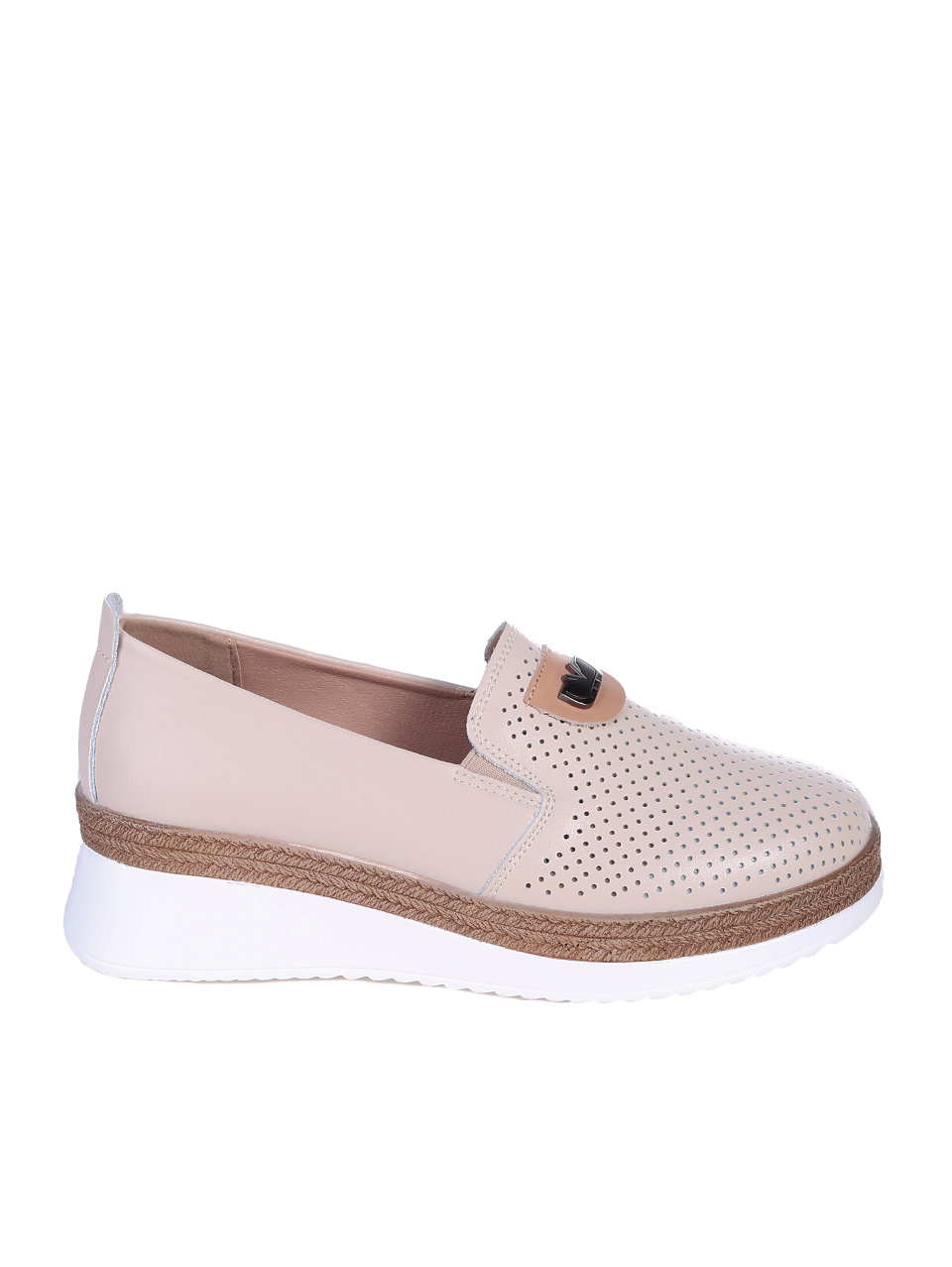 Ежедневни дамски обувки от естествена кожа в бежово 3AF-25041 beige
