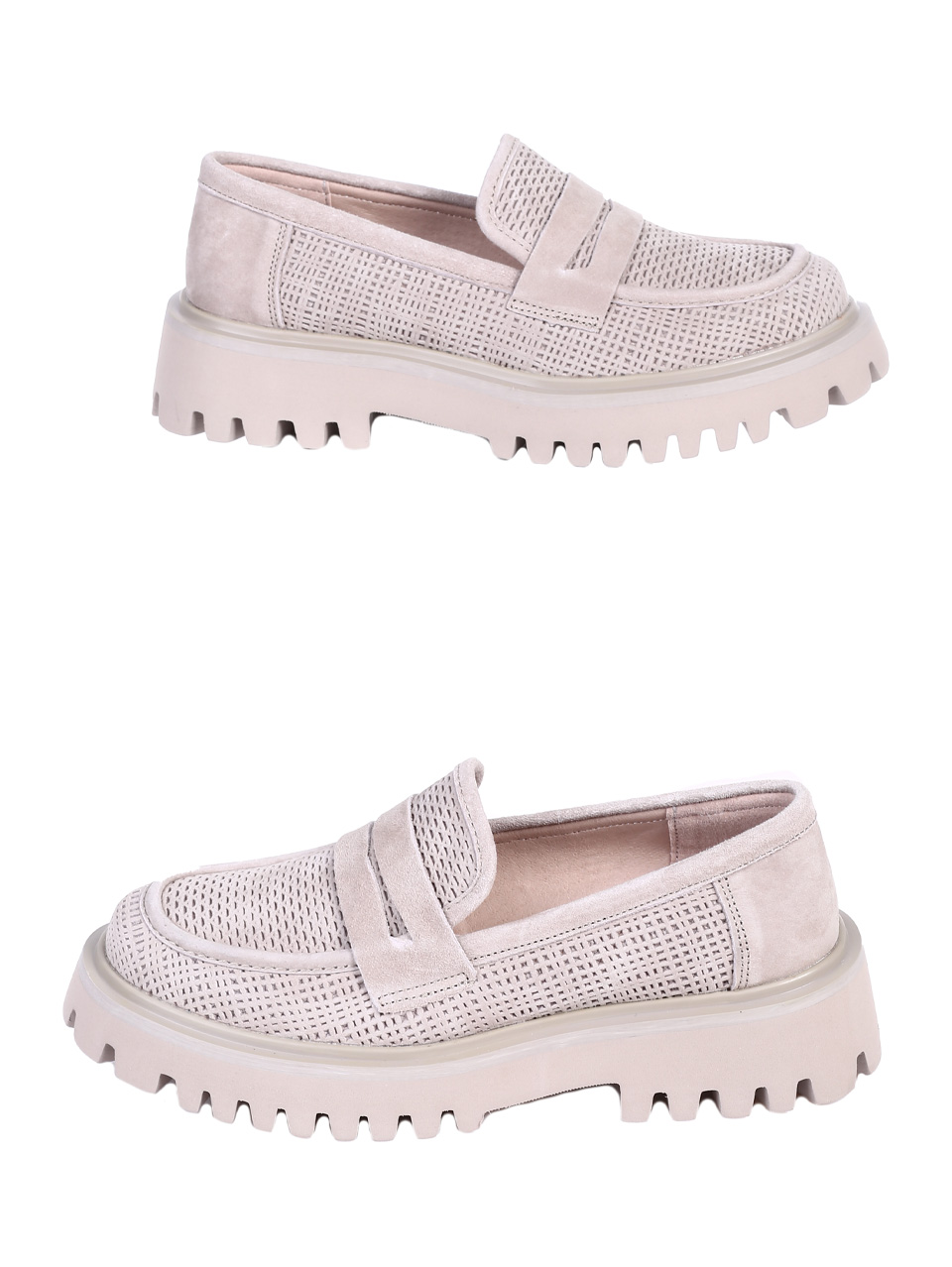 Ежедневни дамски обувки от естествен велур в бежово 3AF-25043 beige