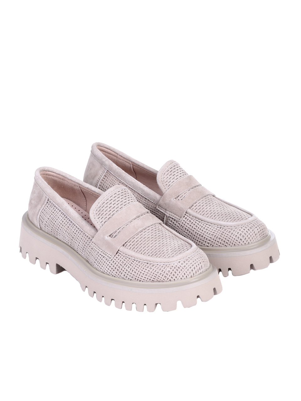 Ежедневни дамски обувки от естествен велур в бежово 3AF-25043 beige