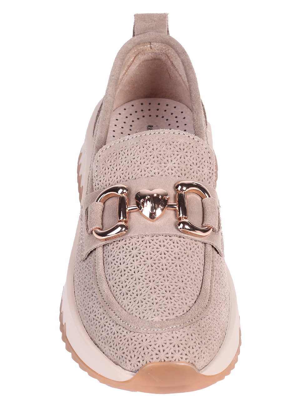 Ежедневни дамски обувки от естествен велур в бежово 3AF-25044 beige