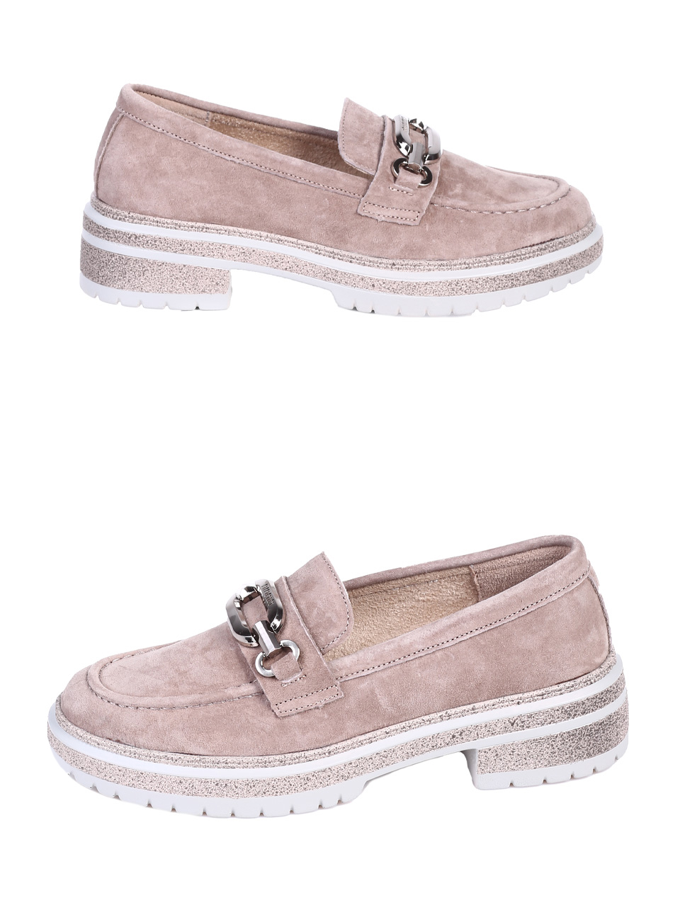 Ежедневни дамски обувки от естествен велур в бежово 3AF-25045 beige