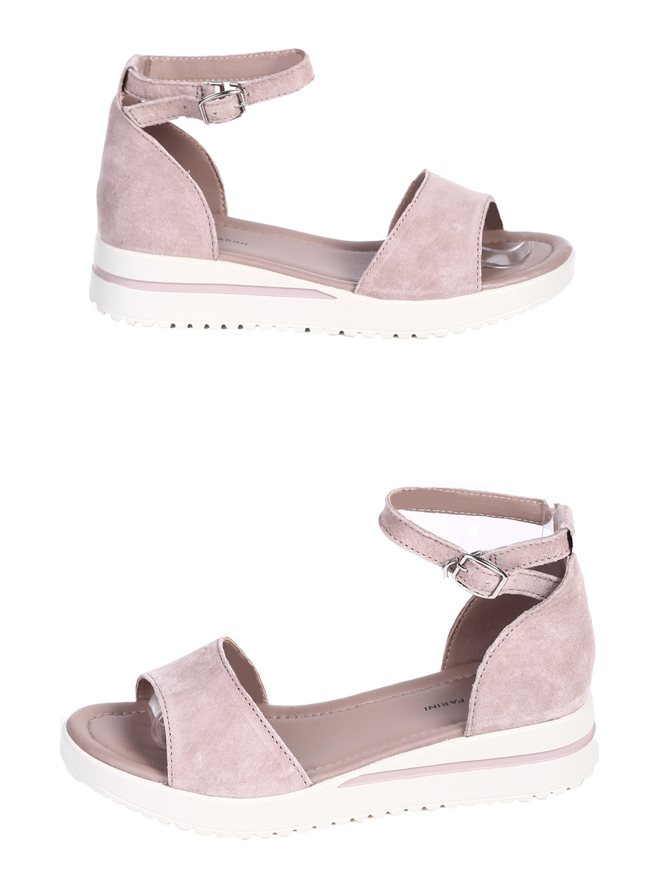Ежедневни дамски сандали от естествен велур в бежово 4AF-25079 beige