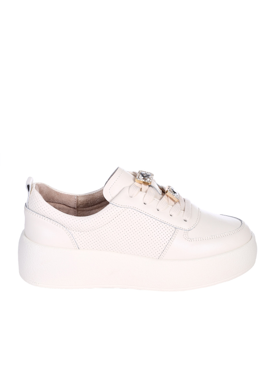 Ежедневни дамски обувки от естествена кожа в бежово 3AF-25092 beige