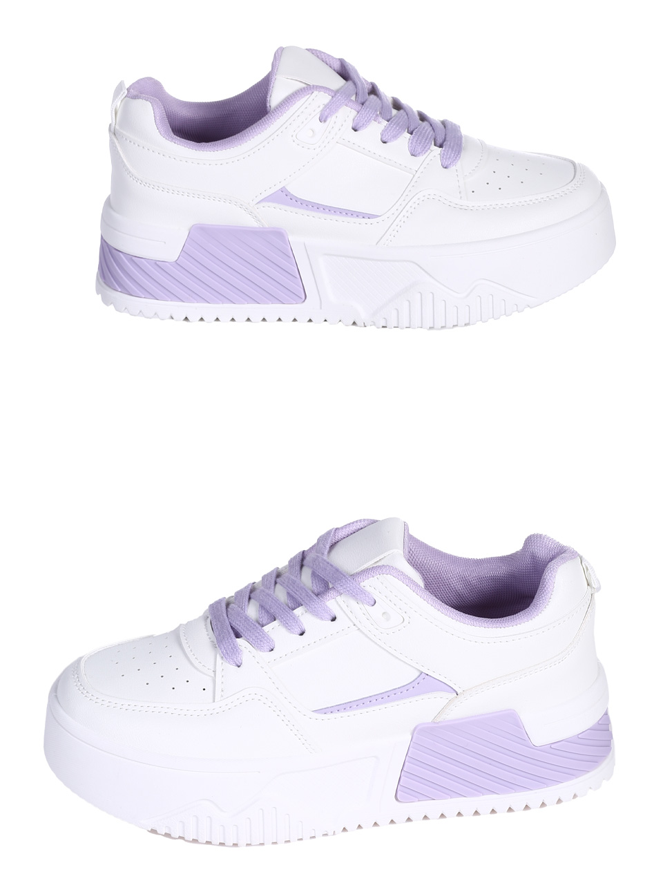 Ежедневни дамски обувки в бял/лилав цвят 3U-25130 white/purple