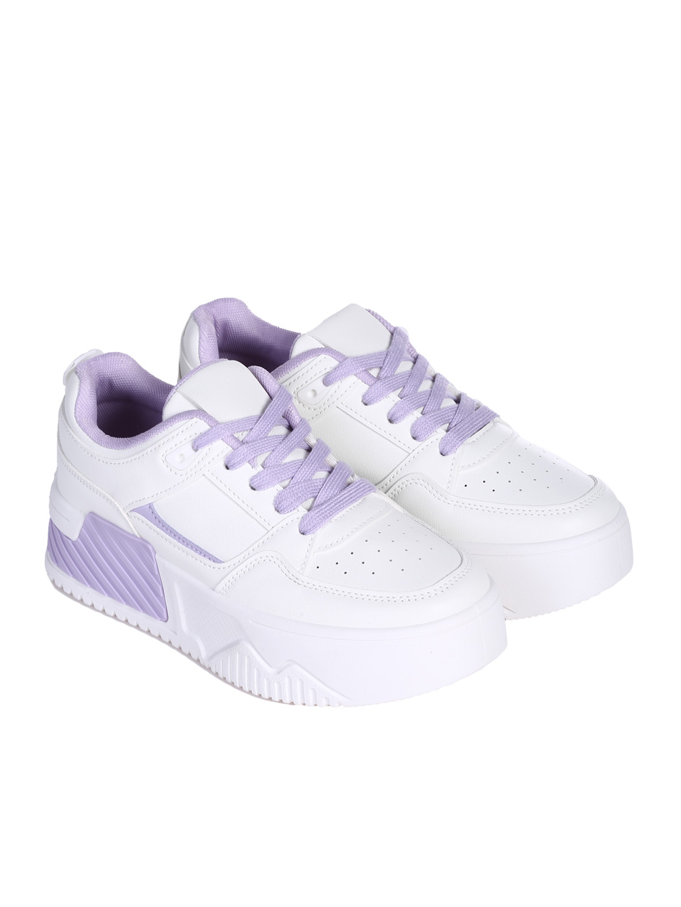 Ежедневни дамски обувки в бял/лилав цвят 3U-25130 white/purple